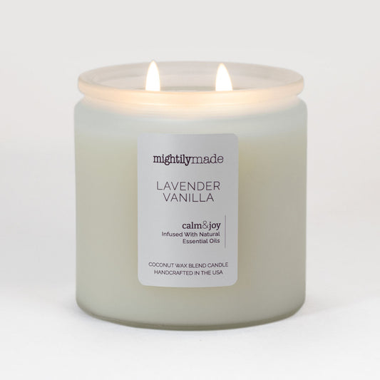 Lavender Vanilla Coconut Wax Candle Lit