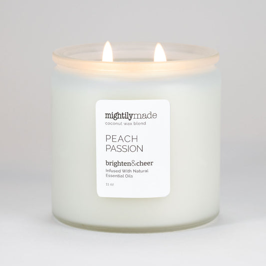 Peach Passion Coconut Wax Candle - Lit