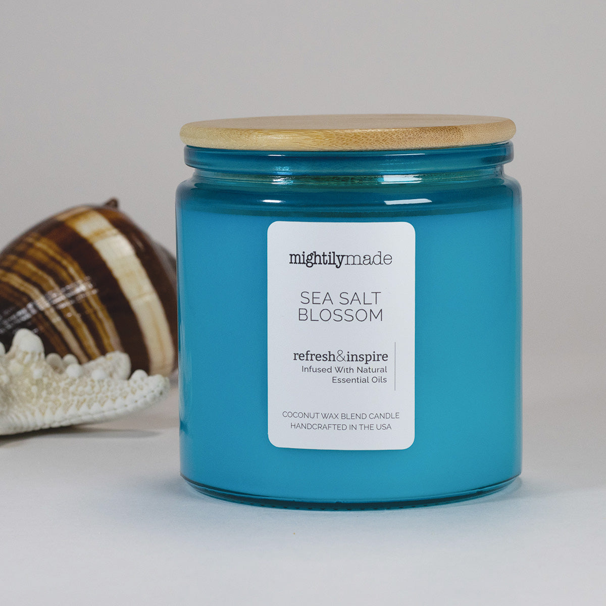 Sea Salt Blossom Scented Candle With Decor